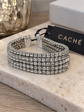 Cache 5-Piece Crystal Bracelet Set Silver Rhinestone Stack NWT (BR999/4)